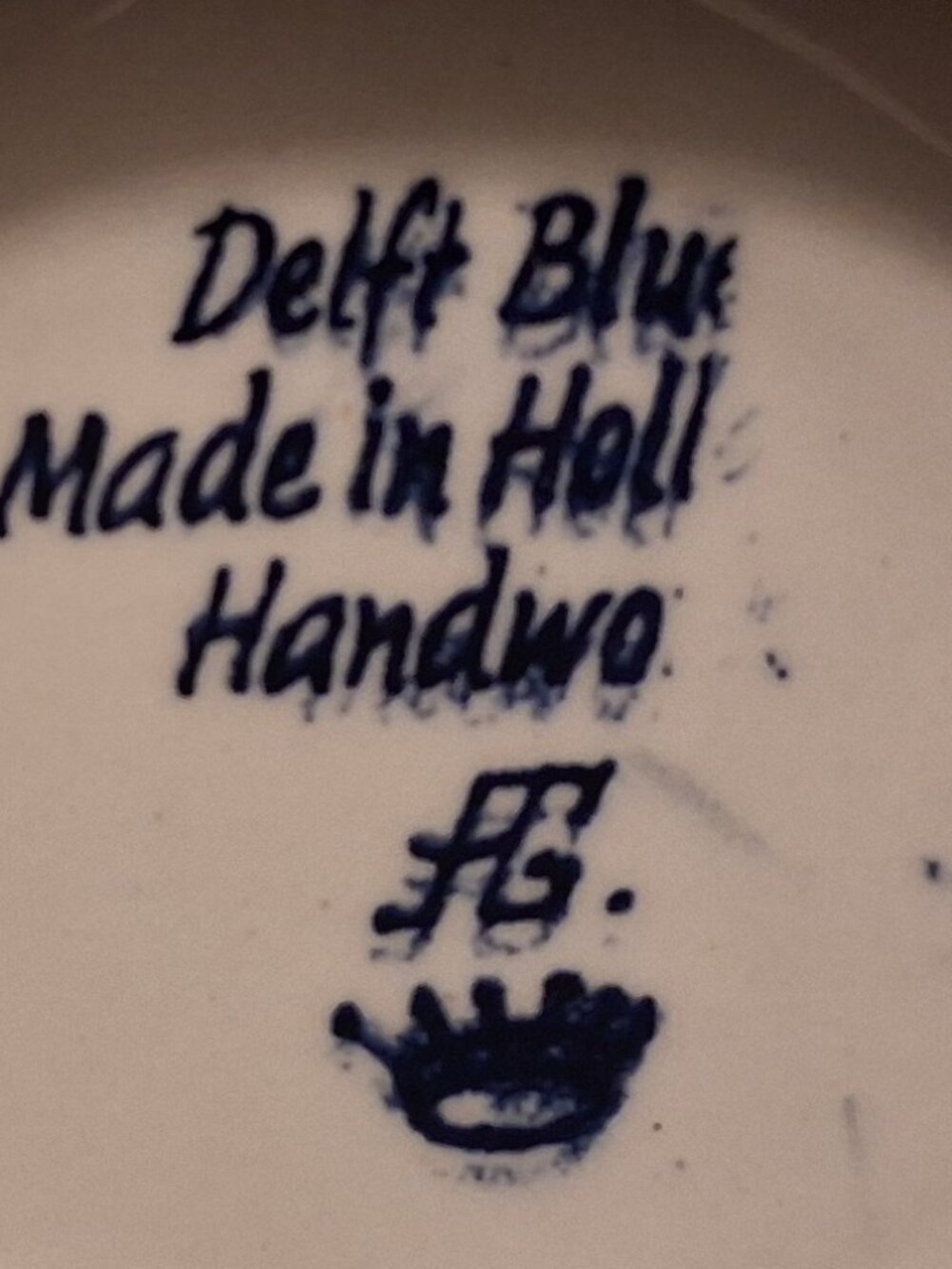 Vintage 1970s-80s Delft Blue Handworked Leaf Dish | Dutch Windmill Trinket Tray - Picture 5 of 5